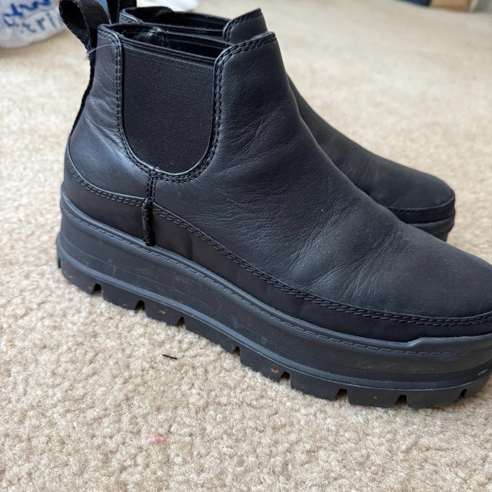 UGG Black Leather Ankle Boots